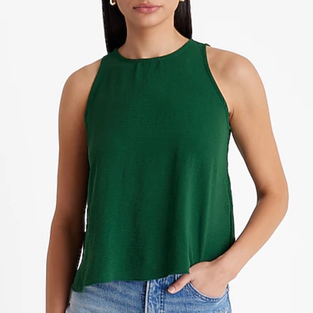 Express Green Flowy Crew Neck Top